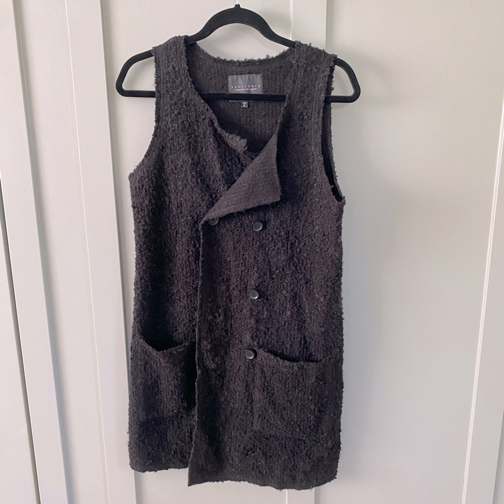 True black wool blend Sanctuary vest/minidress. Perfect fall layering piece